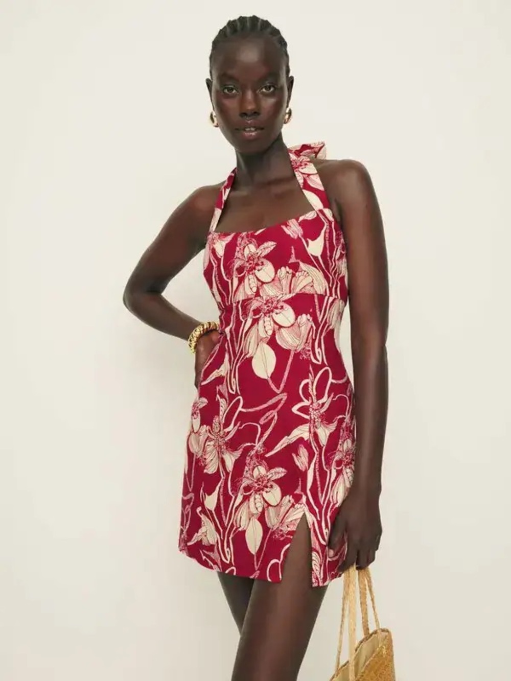 Reformation Women’s Isha Red Linen Mini Dress size 2
